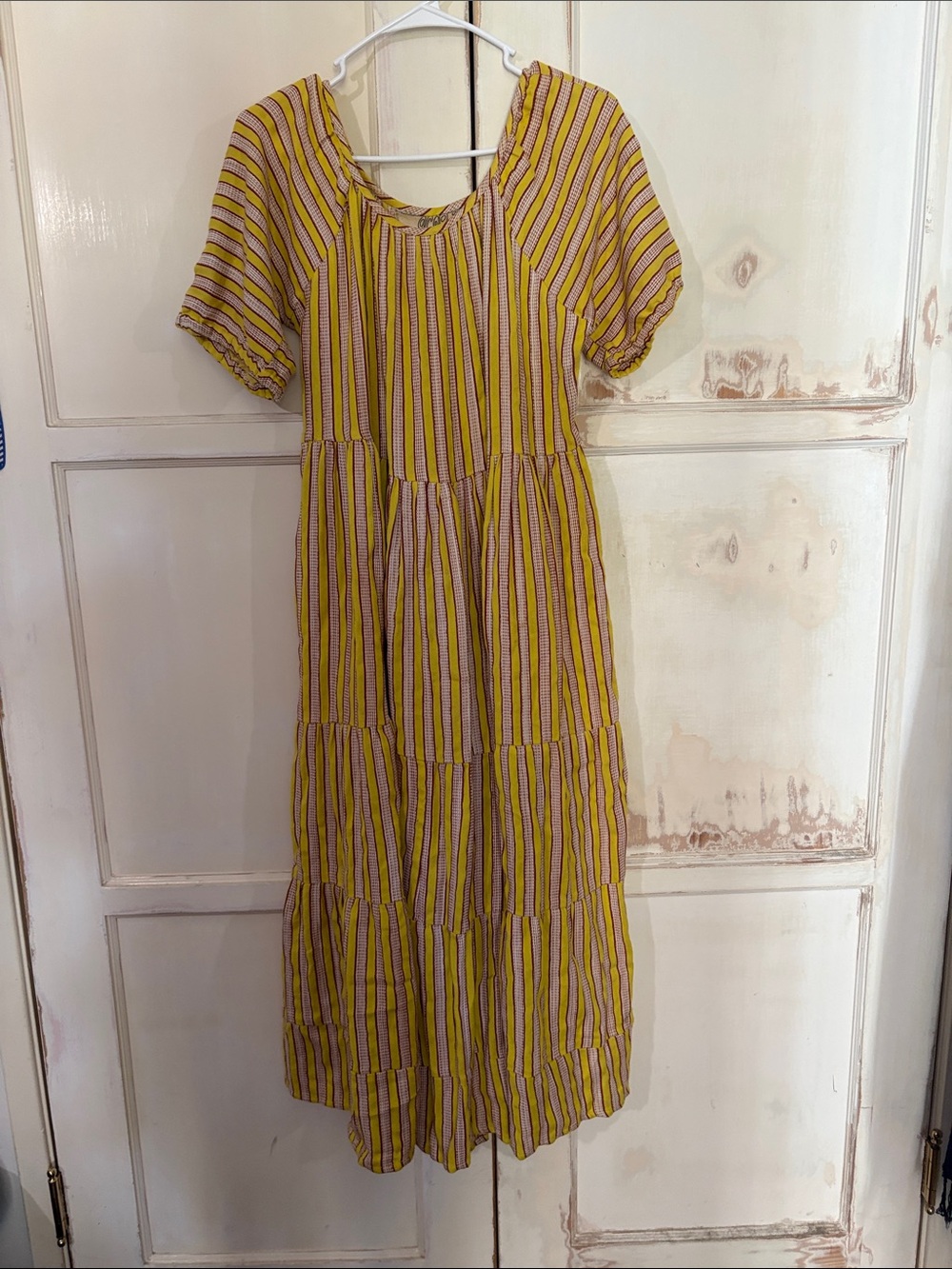 Ace & Jig Yellow and Beige Striped Maxi Dress